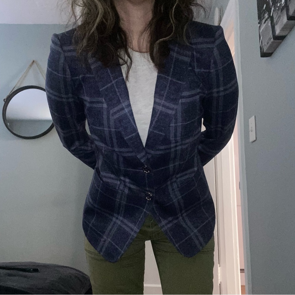 NWT Tommy Hilfiger lined plaid blue blazer suit jacket 0 - Picture 4 of 15